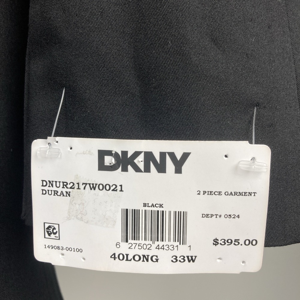 DKNY Mens Modern fit 2-pc Suit 40L 33W 32L Black Solid Stretch - Picture 4 of 12